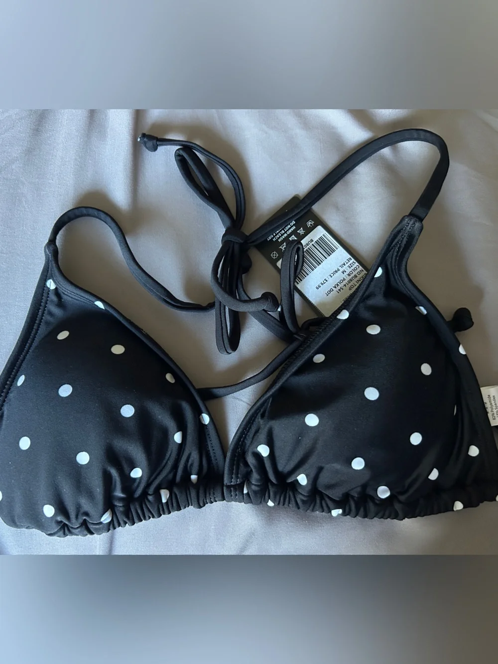 Girls Kids Black Polka Dot One-Piece Swim Suit - Adjustable Tie Straps